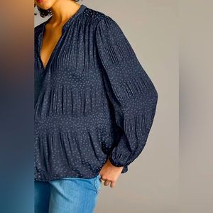 Anthropologie Current Air Celestial Star Top Size XS Blue Peasant Flowy Bohemian